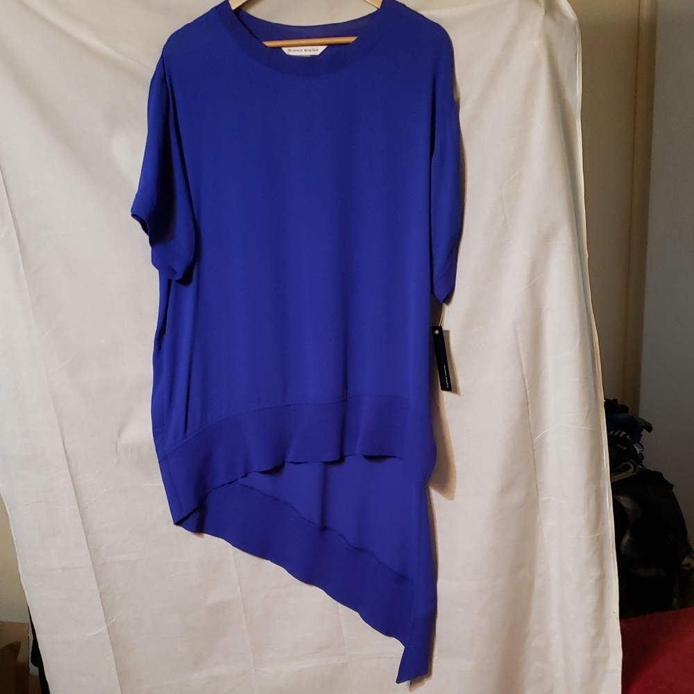 Elegant Asymmetrical Blouse in Vibrant Blue